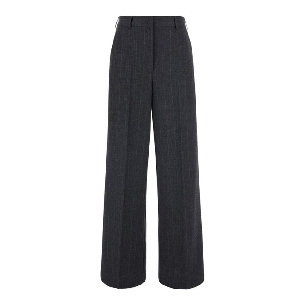 Jucca Women Gray Pants With Striped Motif In Wool Blend For Women